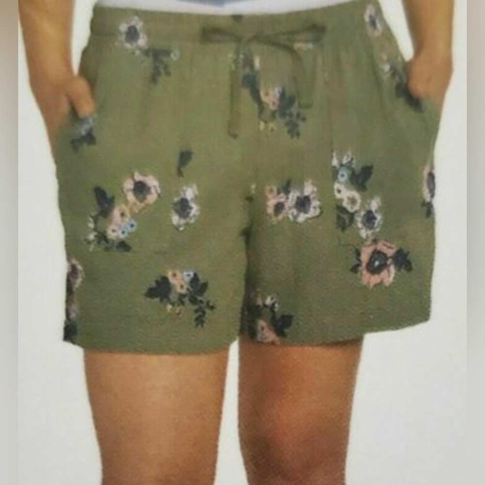 Nautica Ladies' Linen Blend Pull-On Short, Urban Camo-NWT-Plus Sizes
